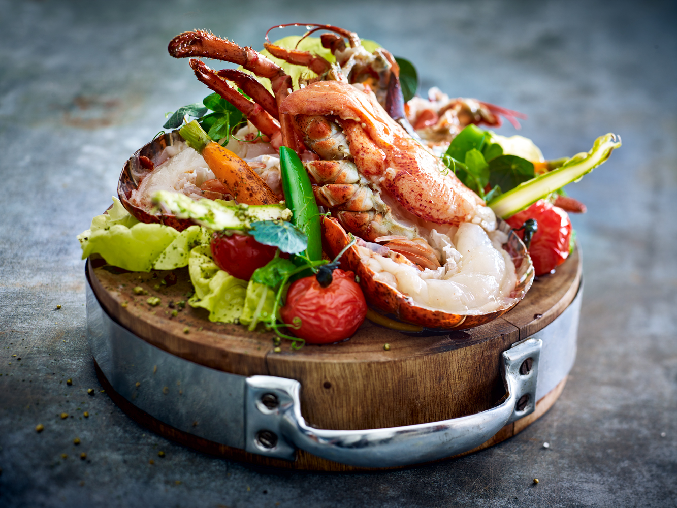 Food fotografie kreeft en groenten