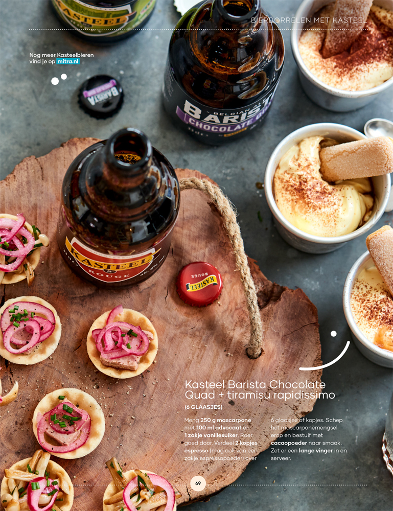 Food fotografie snelle tiramisu en bier