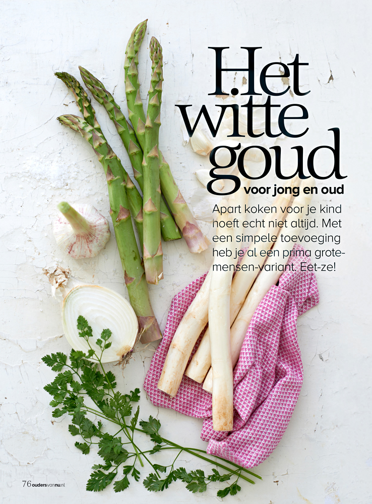 Lifestyle fotografie groene en witte asperges