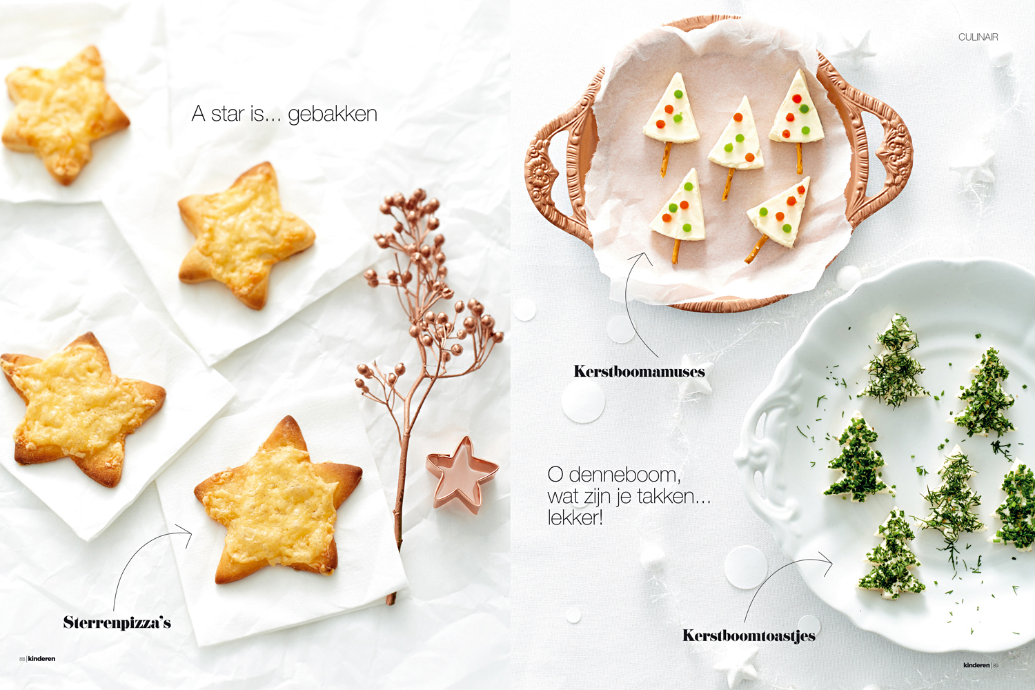 Lifestyle fotografie Kerststerren pizza's