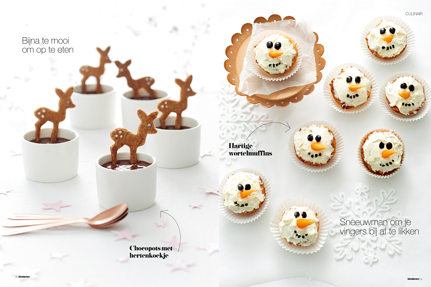 Lifestyle fotografie Kerst wortelmuffins in sneeuwmanvorm