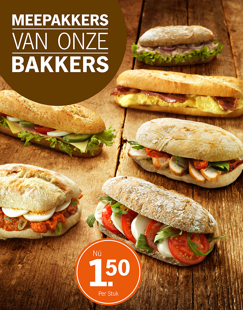 Reclamefotografie belegde broodjes AH to go 
