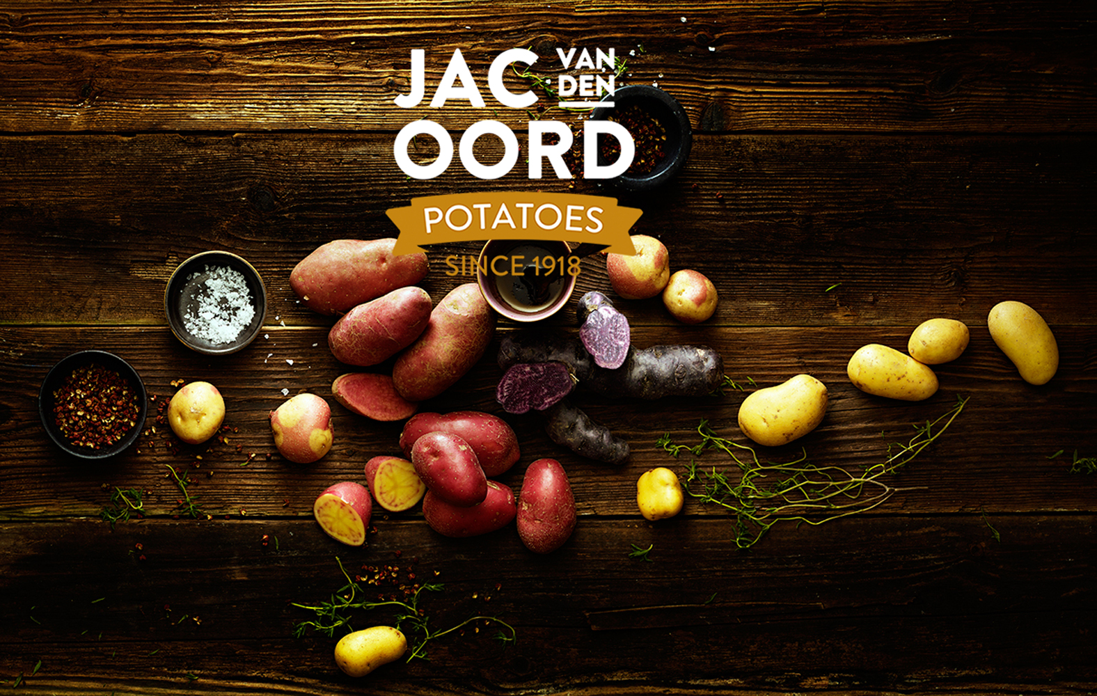 Reclamefotografie verschillende aardappels compositie