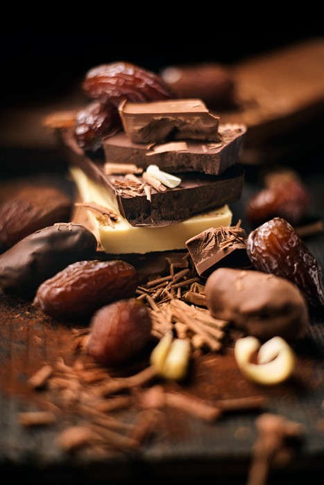 Food fotografie chocolade dadels van De Mooij