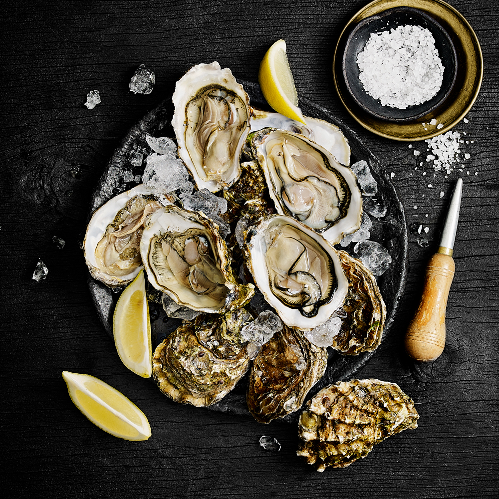 Food fotografie Oesters in een schaal