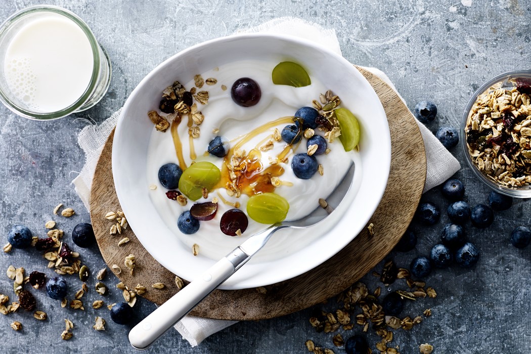 Food fotografie yoghurt ontbijt met honing