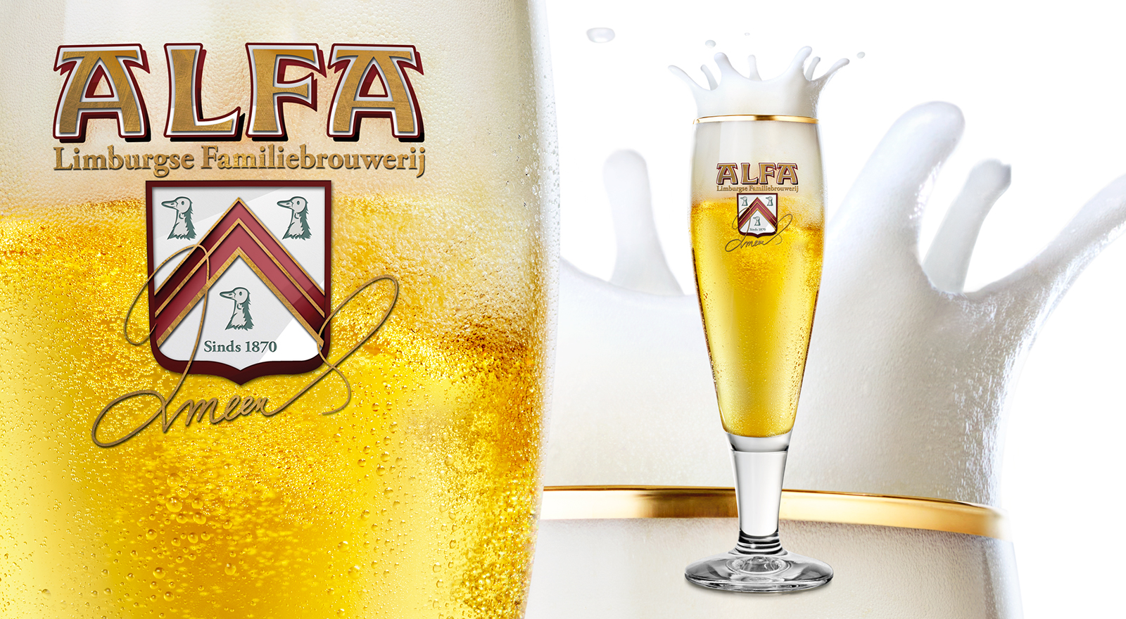 Reclamefotografie Alfa Bier met kroon