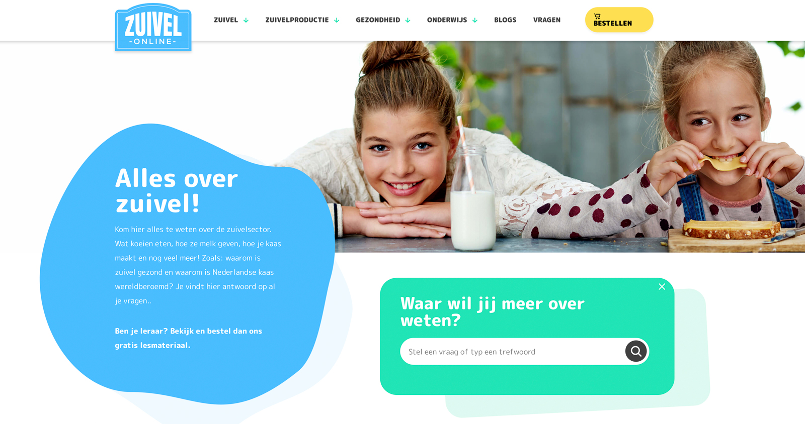 Lifestyle fotografie meiden met melk en broodje kaas